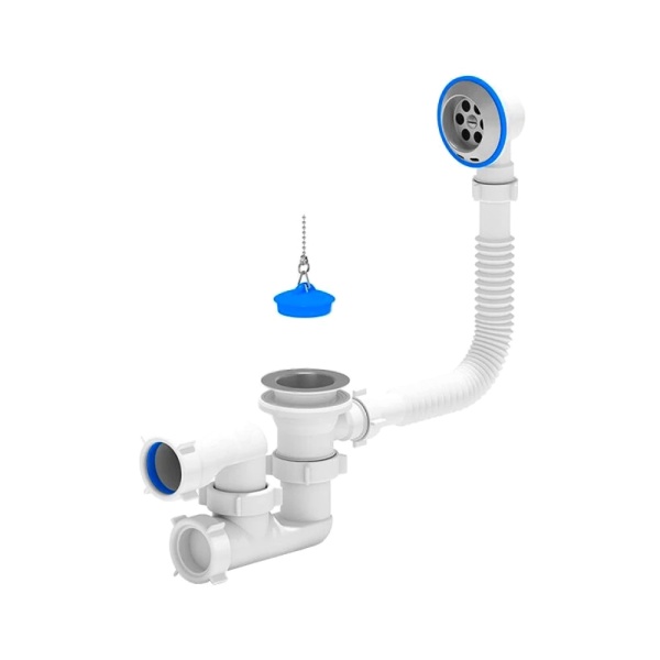 Сифон д/ванны рег проб/цеп 1 1/2"x40 нерж/сетка АНИ Пласт E250