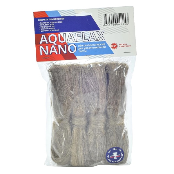 Лен для уплотнения резьбы 200гр п/э пакет AQUAFLAX NANO (ЕВРО) 04126