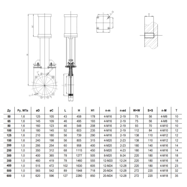 Задвижка шибер чуг м/фл Ду100 Ру16 2/ст пн/п NBR 1130P Benarmo