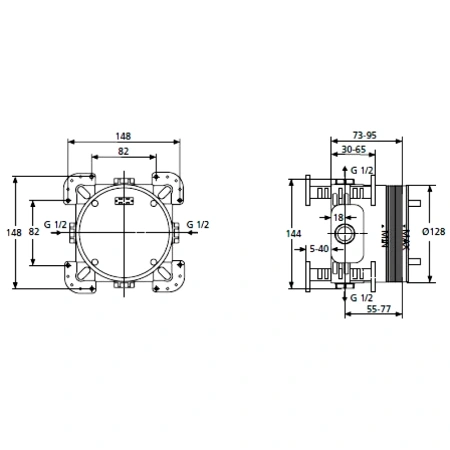 Комплект встр/смес ванна/душ скрыт/м универсальный Ideal Standard A1000NU