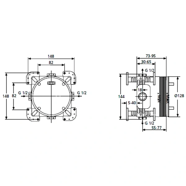Комплект встр/смес ванна/душ скрыт/м универсальный Ideal Standard A1000NU