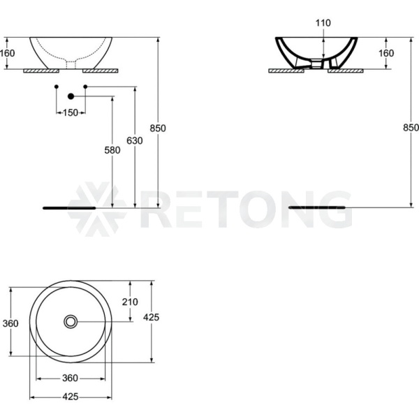 Умывальник меб STRADA 42 б/отв в/к Ideal Standard K078301