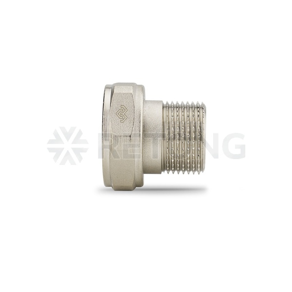 Соединитель Varmega переходной с НГ ВР-НР 3/4" x 1/2", с плоским уплотнением, никелированный