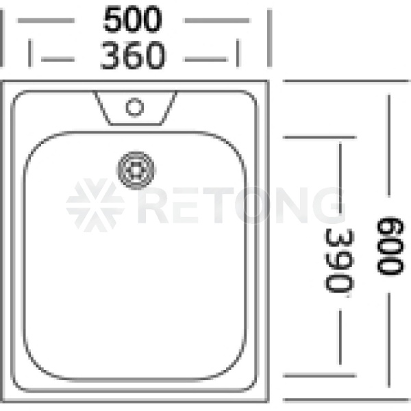 Мойка нерж AISI 430 накладн 500х600 0,4мм б/сиф 1 1/2 Владикс V-404
