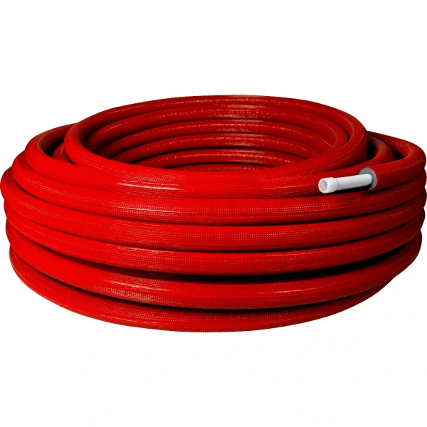 Труба PE-Xa/EVOH изол 6мм крас Дн16х2,2 Ру10 Т95C 100м РОС