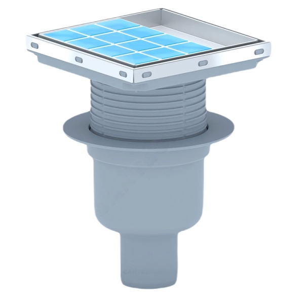 Трап рег верт/вып Дн50 нерж/реш 150х150 АНИ Пласт TA5912