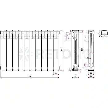 Радиатор алюм Alpha 500 10 секц 1850Вт Ogint