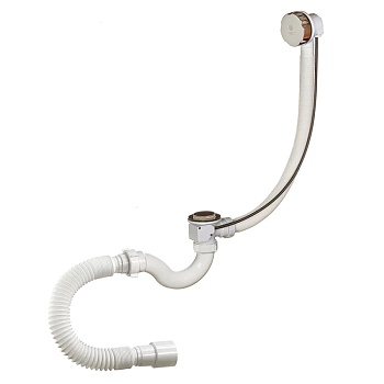 Сифон д/ванны труб полуавт 1 1/2"x40 гофр 40х40/50 Орио А-24089