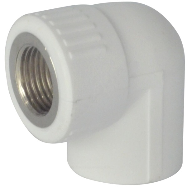Угольник PP-R бел комб Дн20х3/4"х90гр ВР ZFPCL