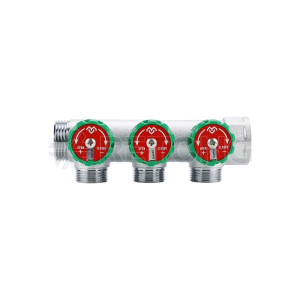 Коллектор регулирующий Varmega VM14623, 1", на 3 выхода 1/2", хромированный
