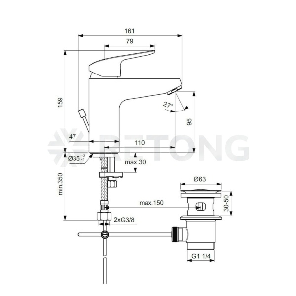 Смес/умыв CERAFLEX Grande однор лит/изл дон/кл Ideal Standard B1712AA