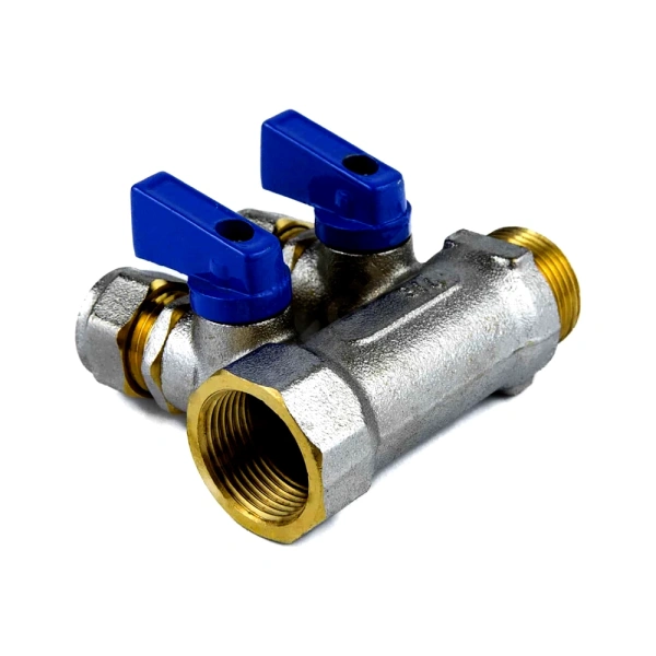 Коллектор лат шар/к син 3/4" м/р 2в Дн16 обжим мп 35мм Aquasfera 7015-01 .