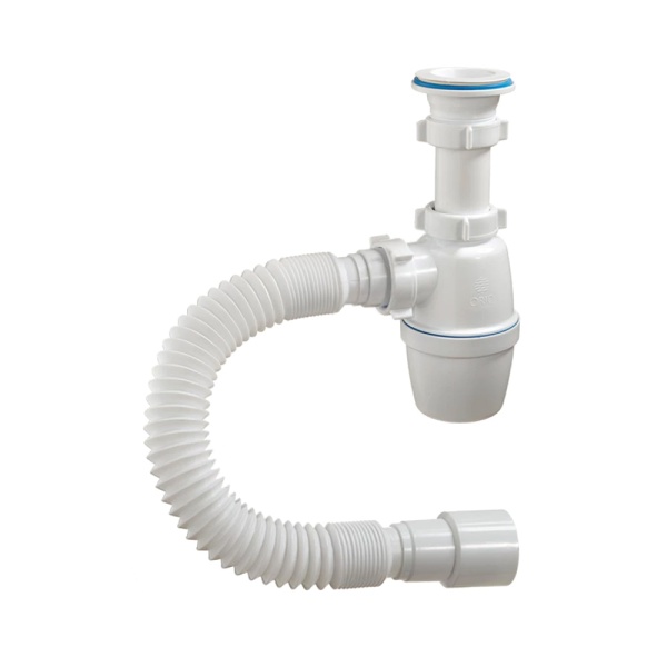 Сифон мойки бут 1 1/2"x40 гофр 40х40/50 пласт/сетка Орио А-7001