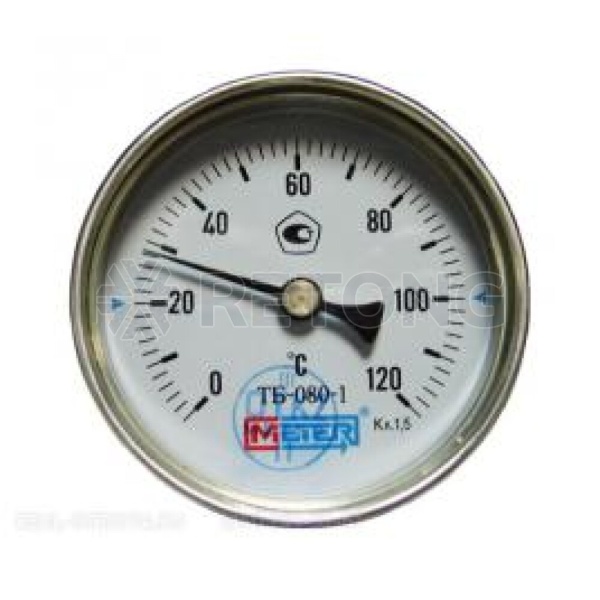 Термометр биметалл ТБ80 120С Дк80 L=60 G1/2" осев Метер