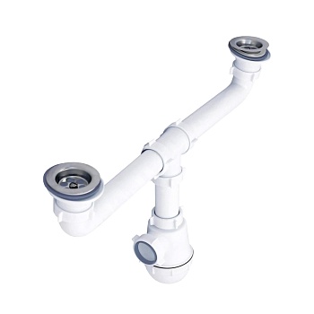 Сифон мойки 2чаши бут 1 1/2"x40 нерж/сетка Ани Грот АНИ Пласт A3000