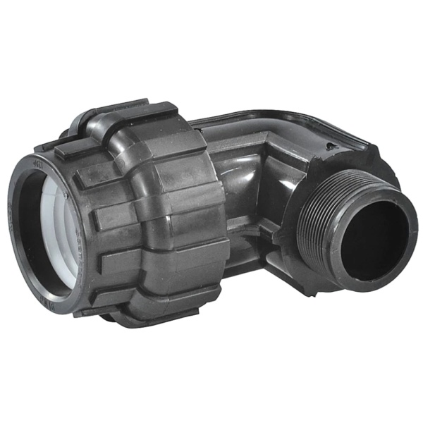 Отвод компресс ПЭ Дн63х2"х90гр НР 1000311