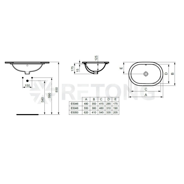 Умывальник меб CONNECT 55 2/вел б/отв в/к Ideal Standard E504801