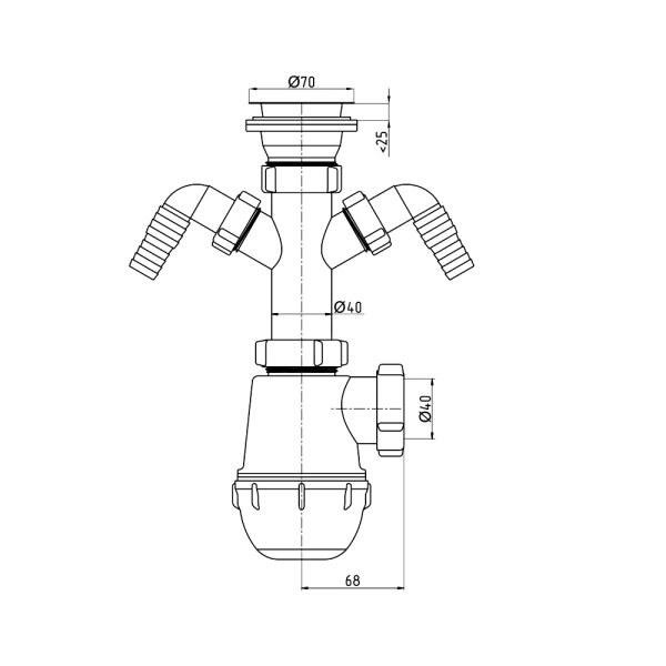 Сифон умыв/мойка бут 1 1/2"x40 2отв нерж/сетка Ани Грот АНИ Пласт A1100