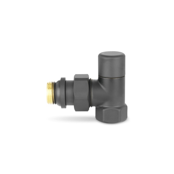 Запорный радиаторный клапан Varmega VMDV03-210404, 1/2" ВР-НР, угловой, черный
