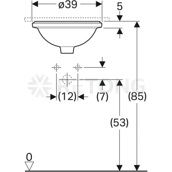 Умывальник меб VariForm 39 б/отв в/к Geberit 500.744.01.2