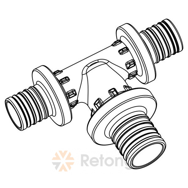 Тройник для PE-X труб аксиальный PPSU Дн 20х25х20 переходной RAUTITAN PX Rehau 11601041001