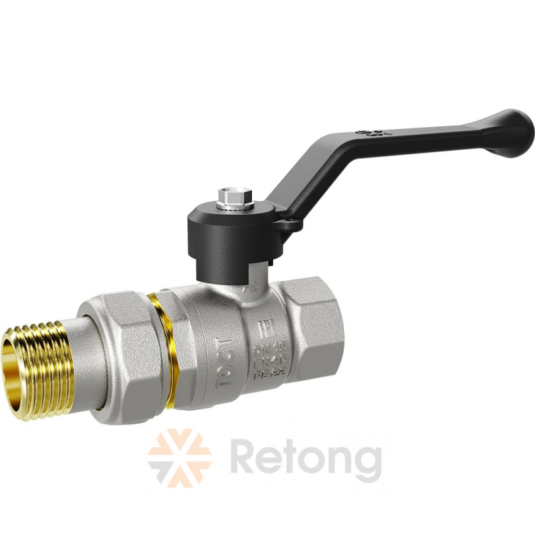 Кран шаровой латунь никель Pride Ду 32 Ру25 ВР/&amp;quot;американка&amp;quot; рычаг черный аналог 11б27п1 LD 47.32.В-ГШ.Р