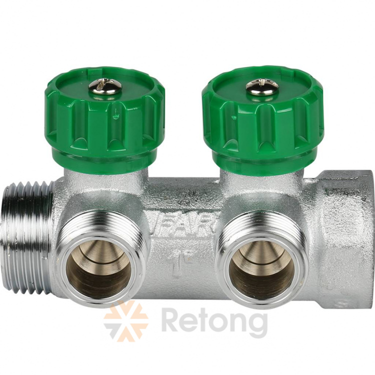 Коллектор распределительный FAR, 1&amp;#039; х 3/4&amp;#039; плоск.упл. - 2 отвода