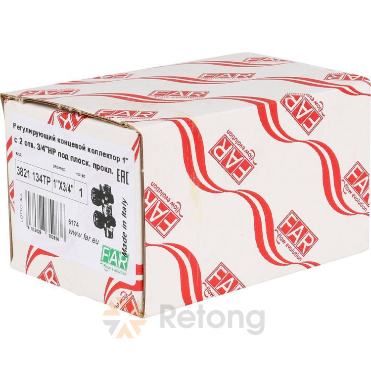 Коллектор распределительный FAR, 1&amp;#039; х 3/4&amp;#039; плоск.упл. - 2 отвода