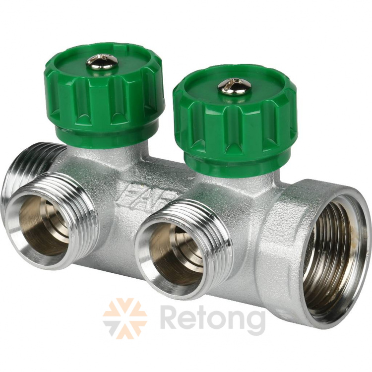 Коллектор распределительный FAR, 3/4&amp;#039; х 1/2&amp;#039; плоск.упл. - 2 отвода