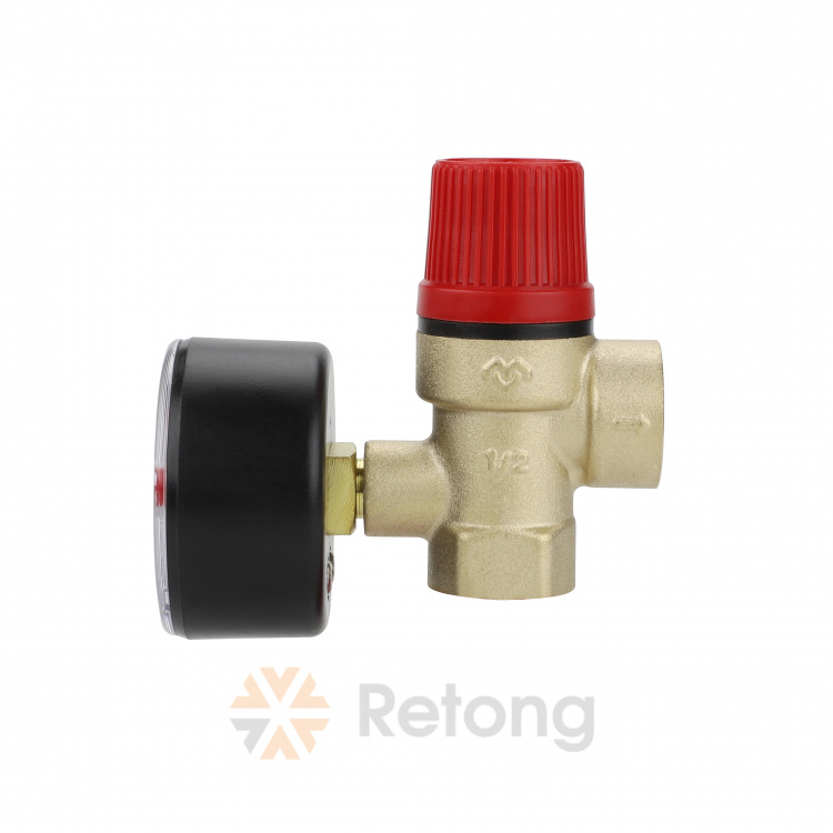 Клапан предохранительный мембранный Varmega, с манометром, 3 bar, ВВ 1/2&amp;quot;