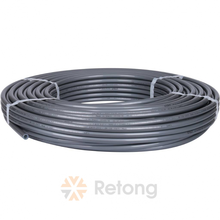 Труба из сшитого полиэтилена  16 х 2,2  STOUT PEХ-a  с кислор.слоем, серая (бухта 100 м)