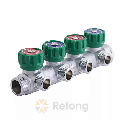 Коллектор Gappo 3/4&amp;quot; x1/2&amp;quot; х2 вых регулирующий «Плоское уплотнение» ВР-НР