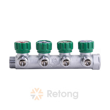 Коллектор Gappo 3/4&amp;quot; x1/2&amp;quot; х2 вых регулирующий «Плоское уплотнение» ВР-НР