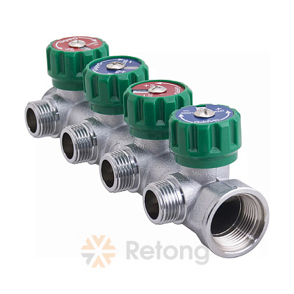 Коллектор Gappo 3/4&amp;quot; x1/2&amp;quot; х2 вых регулирующий «Плоское уплотнение» ВР-НР