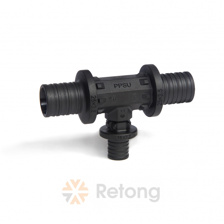 Тройник аксиальный редукционный Varmega Slide-fit, пластик 20х20х16 мм