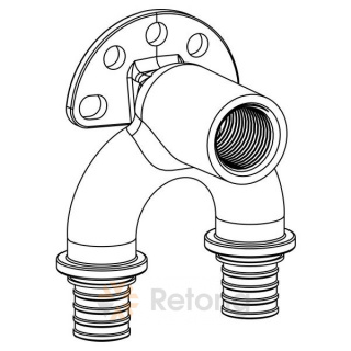 Угольник настенный Rehau 16/16-Rp 1/2 RX+ проходной с ВР длинный