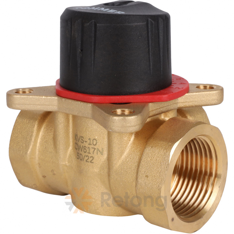 Клапан трехходовой смесительный Rommer 1&amp;quot; ВР, ручной под привод , KVs10