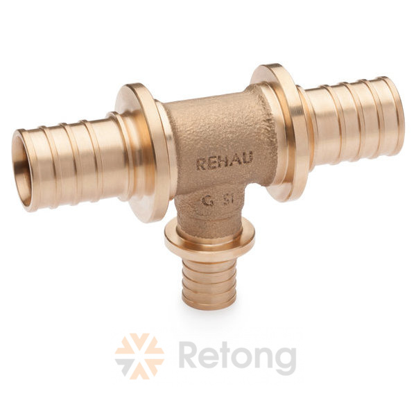 Тройник для PE-X труб аксиальный бронза Дн 20х16х20 переходной RAUTITAN PLATINUM RX Rehau 13777301001