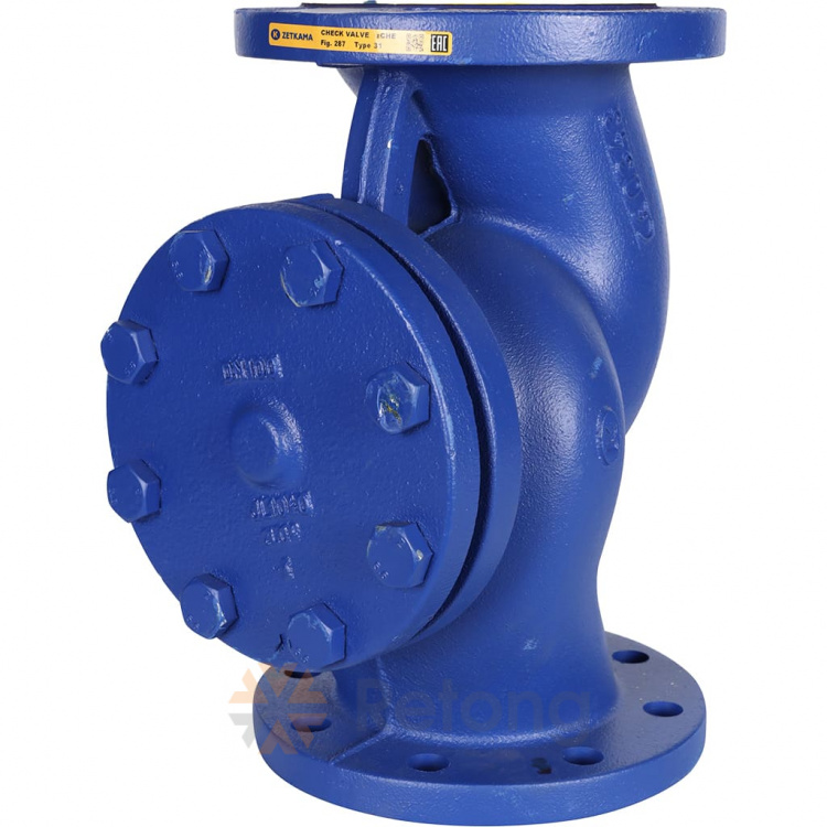 Клапан обратный подъемный Zetkama 287A, чугунный фланцевый, DN100, PN16, корпус-чугун