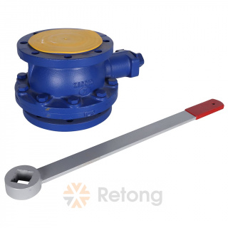 Кран шаровый полнопроходной Zetkama 565, чугунный фланцевый, DN125, PN16, корпус-чугун, шар-латунь, рукоятка-рычаг