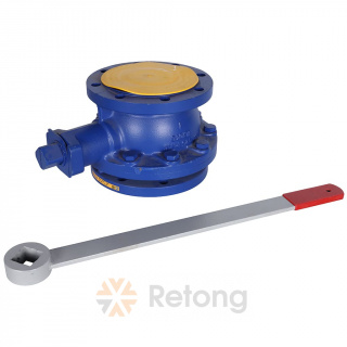 Кран шаровый полнопроходной Zetkama 565, чугунный фланцевый, DN125, PN16, корпус-чугун, шар-латунь, рукоятка-рычаг