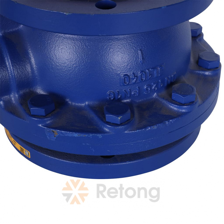 Кран шаровый полнопроходной Zetkama 565, чугунный фланцевый, DN125, PN16, корпус-чугун, шар-латунь, рукоятка-рычаг