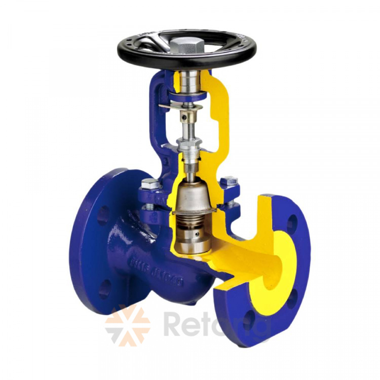 Вентиль запорный Zetkama 234A чугунный фланцевый, DN150, PN16, корпус-чугун, штурвал