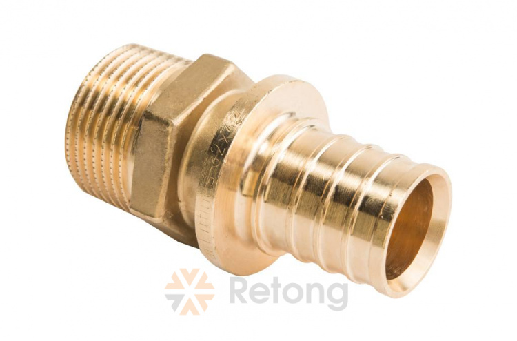 STOUT Переходник с наружной резьбой 25xR 1  для труб из сшитого полиэтилена аксиальный